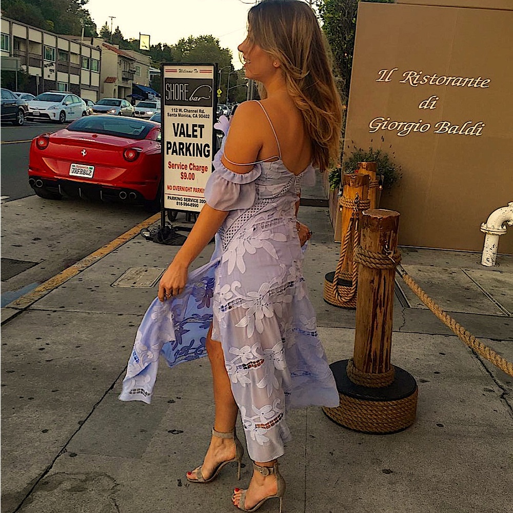 Beautiful whimsical self portrait dress in baby blue